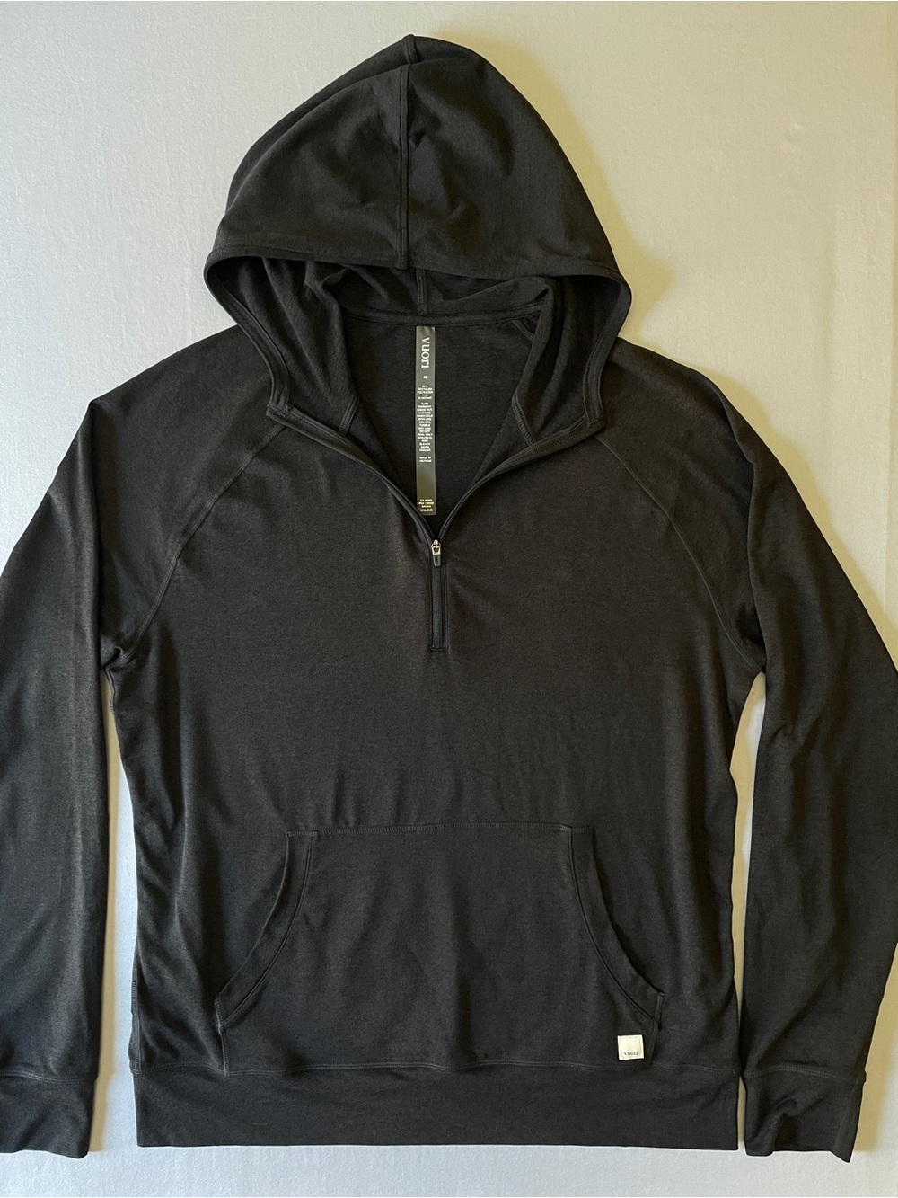 Vuori Men’s Ponto Performance Half-Zip Hoodie Black Medium (NWOT)